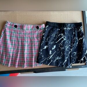 Plaid Pink and Black Marble Skirt Set